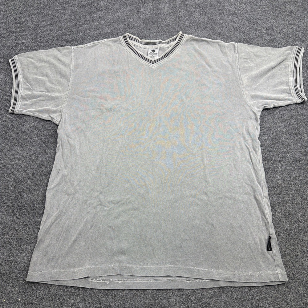 Vintage Columbia Men's V Neck T Shirt Gray Short Sleeve Casual Athletic Top XL‎